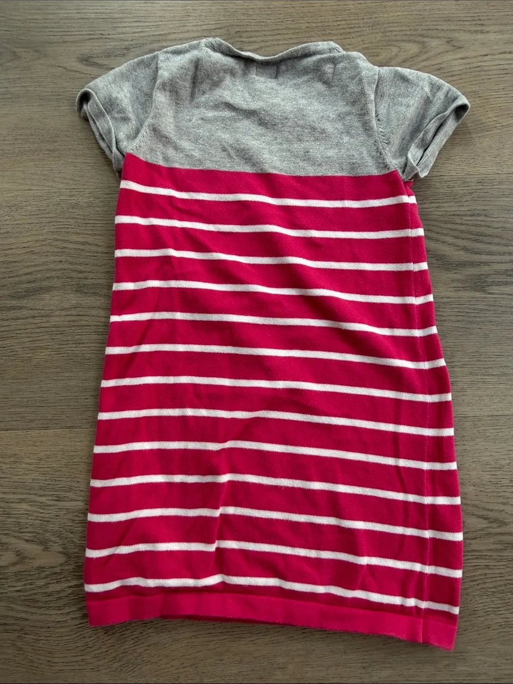 GAP Pink Stripe Knit Dress/Tunic with Gray Yoke and Shoulder Buttons